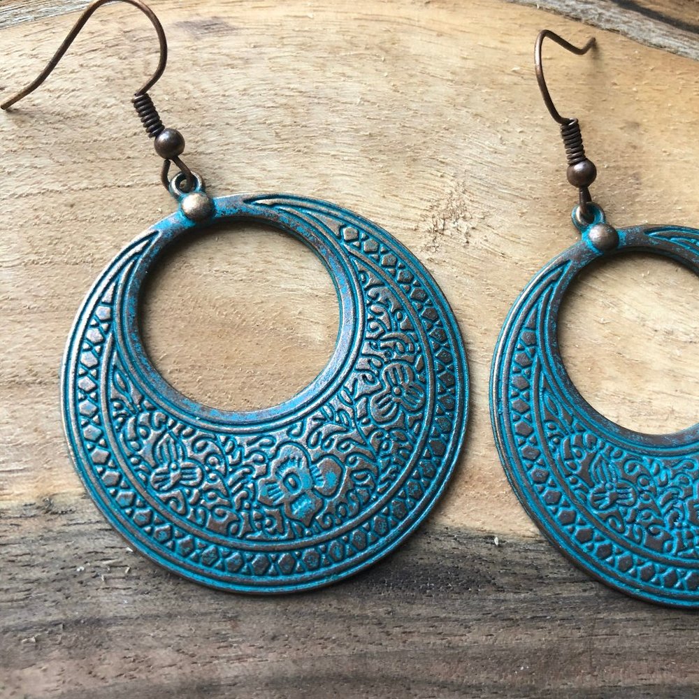 Bronze Patina Hoop Earrings